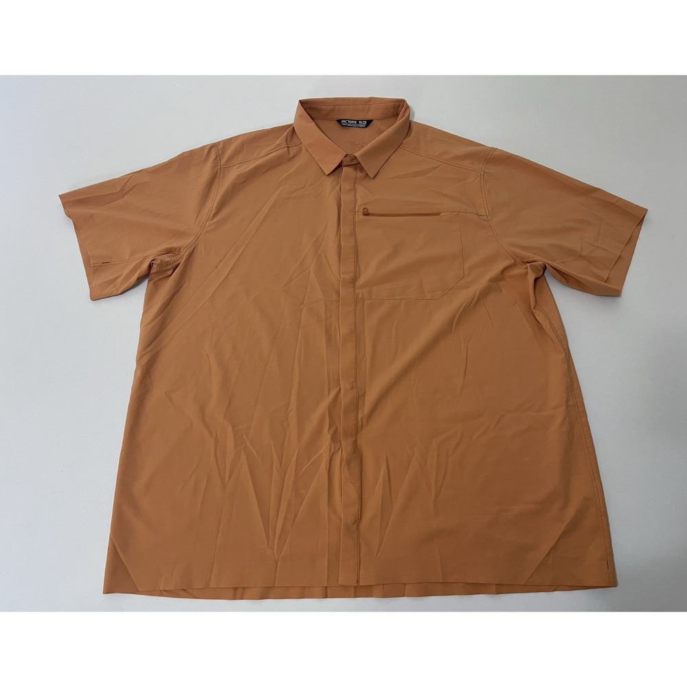 Arc'teryx Skyline Shirt Mens 2XL Orange Short Sleeve Button Up Technical Stretch